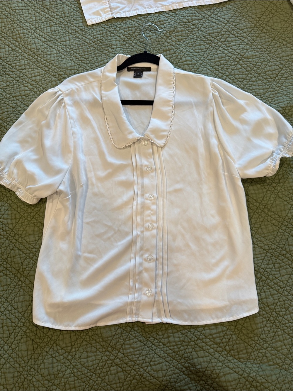 French Connection White Blouse with Black Label